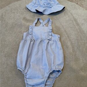 Carter's Blue and White Striped Baby Romper